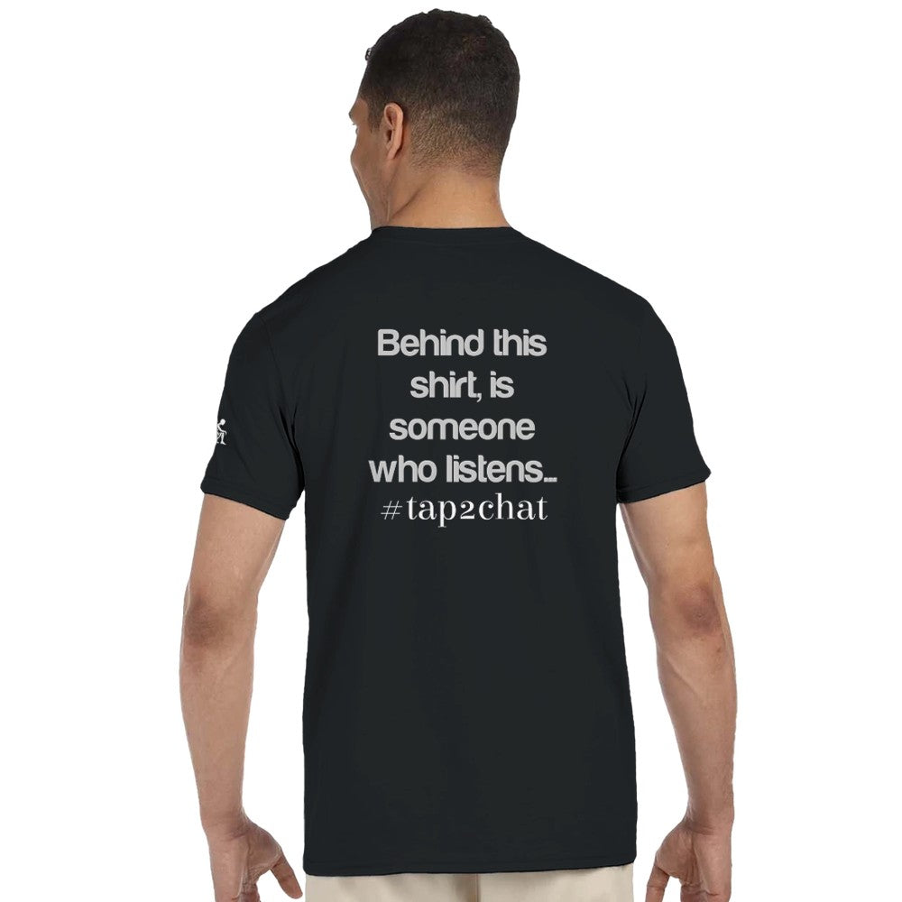Unisex Black T-shirt for Adults – Music Festival Streetwear Rave Clothing – Techno, EDM, DJ Shirt -  Behind this shirt is a someone who listens mental health print