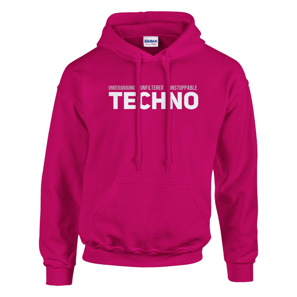 underground unfiltered unstoppable techno - unisex rave hoodie - pink