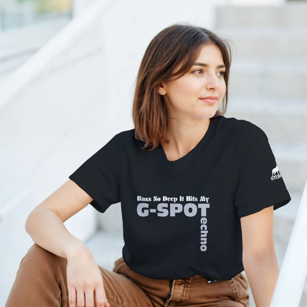 Stomp bass so deep it hits my gspot techno rave tshirt - female - black