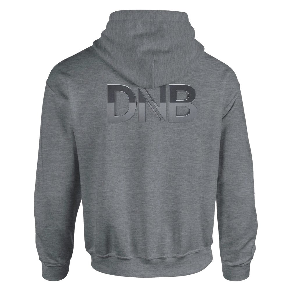 Unisex grey Hoodie for Adults – Music Festival Streetwear Rave Clothing – Techno, EDM, DJ Shirt - a DnB that stands for drum and bass print