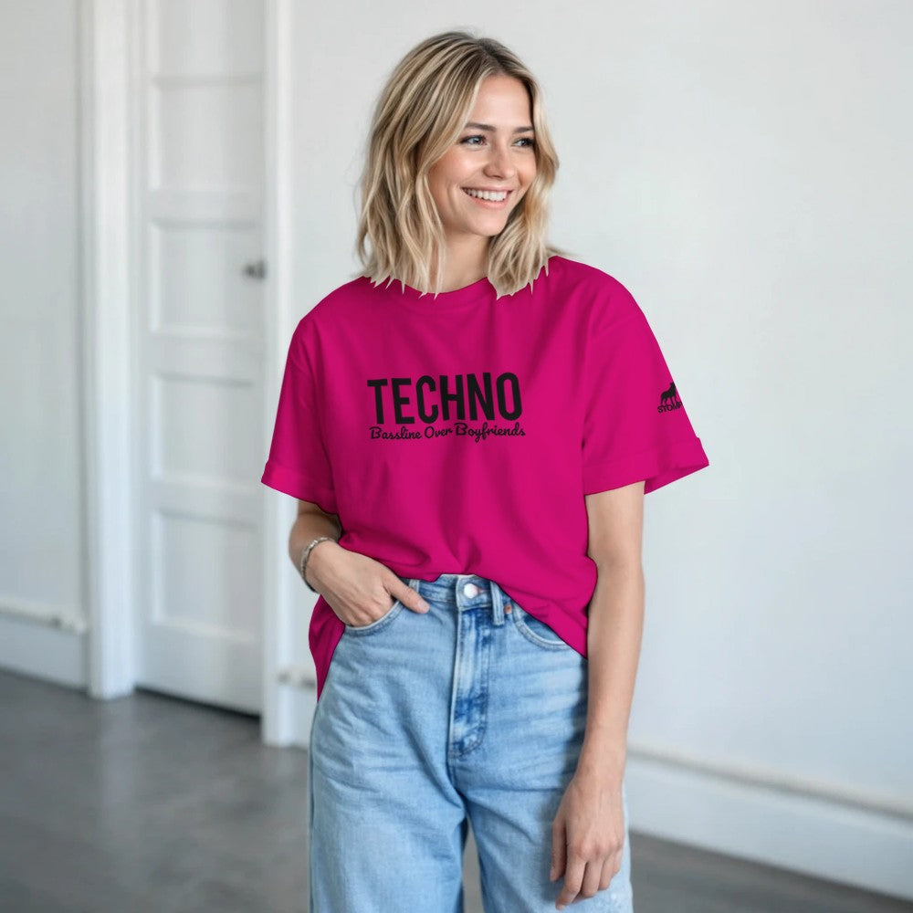 Stomp Techno over boyfriends techno rave tshirt - female - pink