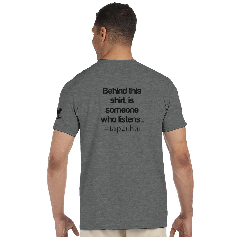 Unisex Grey T-shirt for Adults – Music Festival Streetwear Rave Clothing – Techno, EDM, DJ Shirt -  Behind this shirt is a someone who listens mental health print
