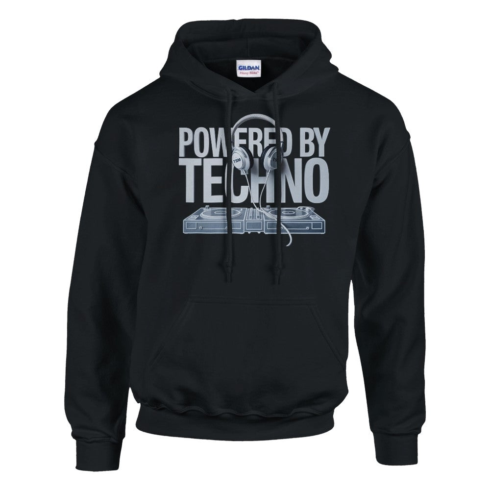 Stomp - Powered By Techno - Unisex Hoodie - print on the front - Black