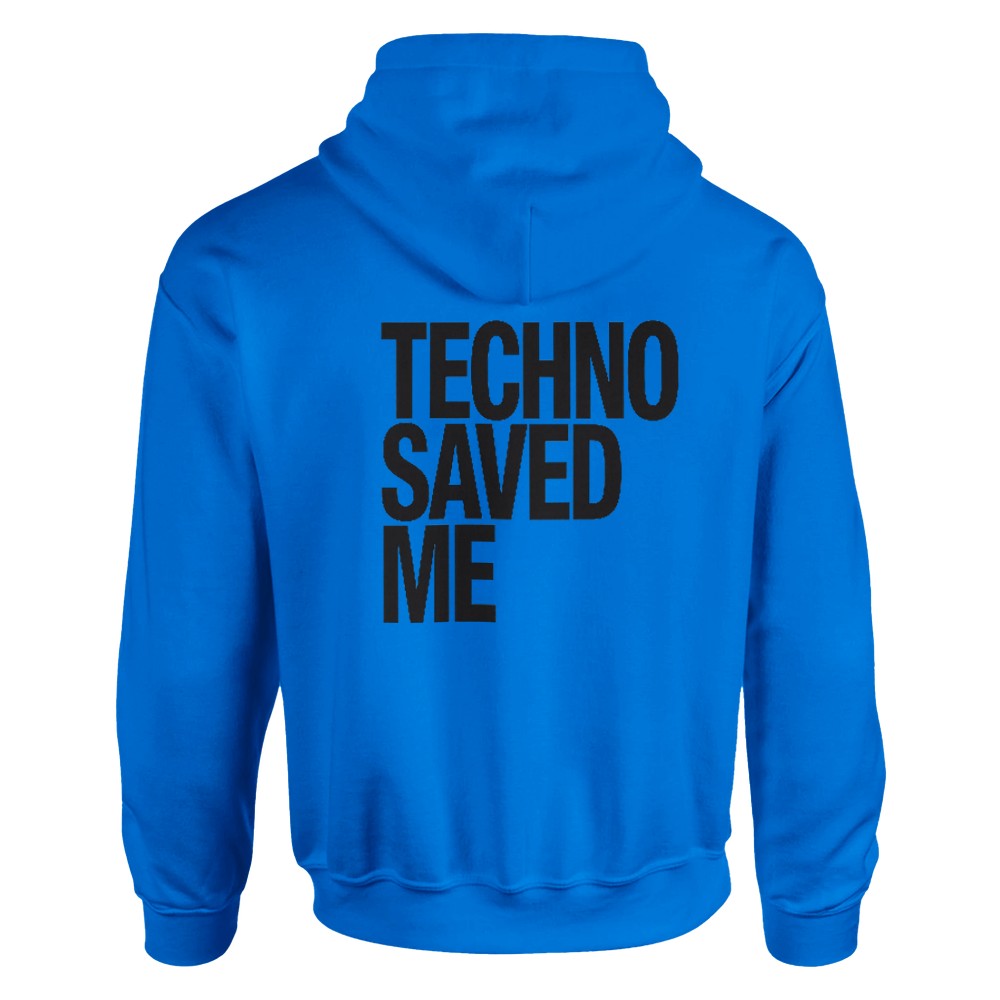 TECHNO SAVED ME - UNISEX TECHNO RAVE HOODIE - BLUE