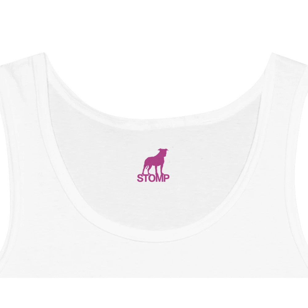 stomp ravewear - RaveLink Custom QR Code - Unisex tank top - white with pink QR code on the back