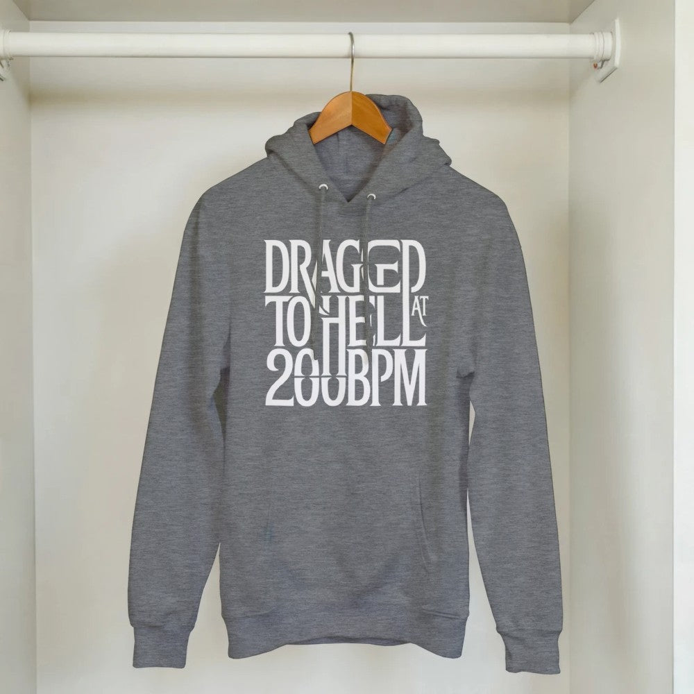 dragged to hell at 200bpm - Unisex rave hardcore hoodie - grey