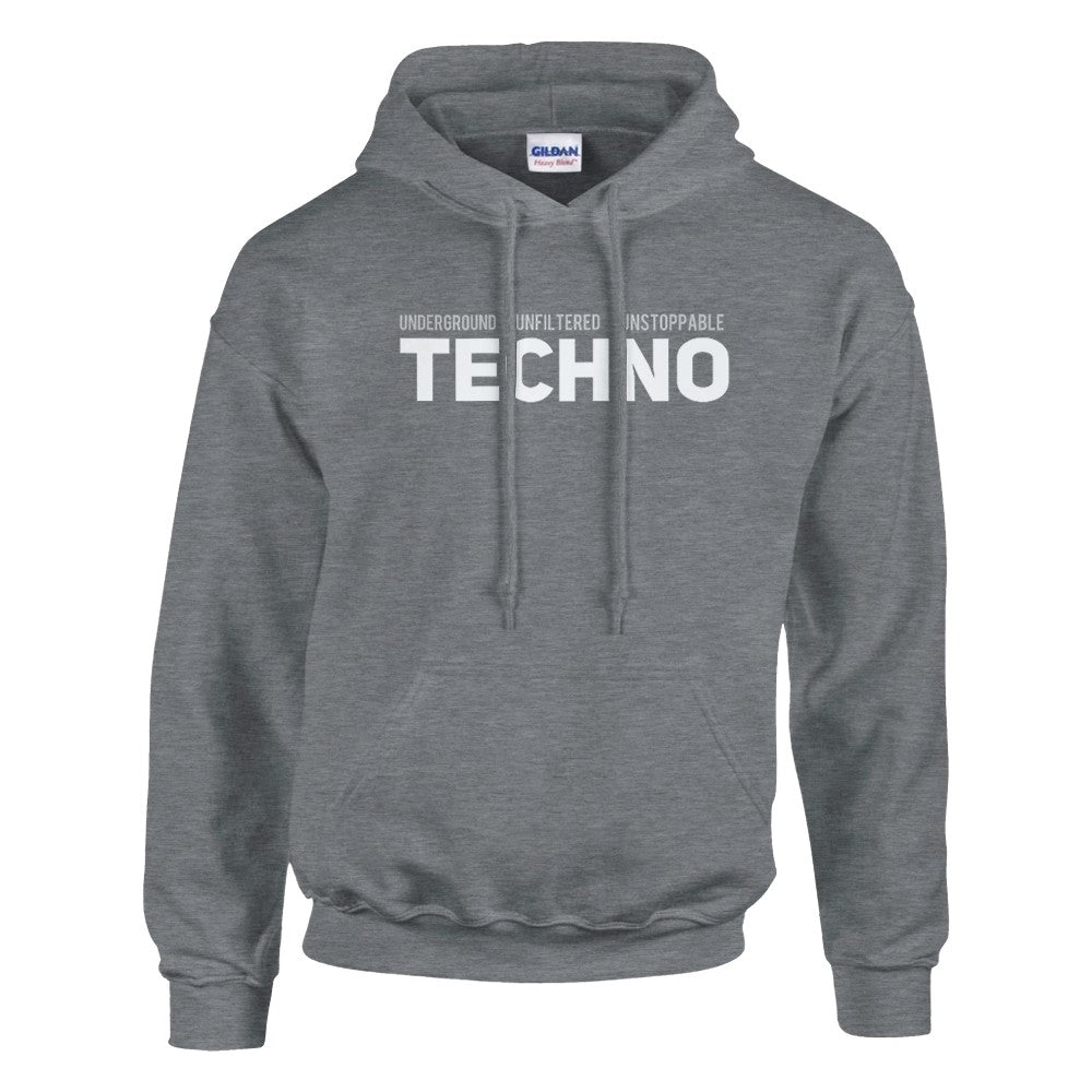 underground unfiltered unstoppable techno - unisex rave hoodie - grey