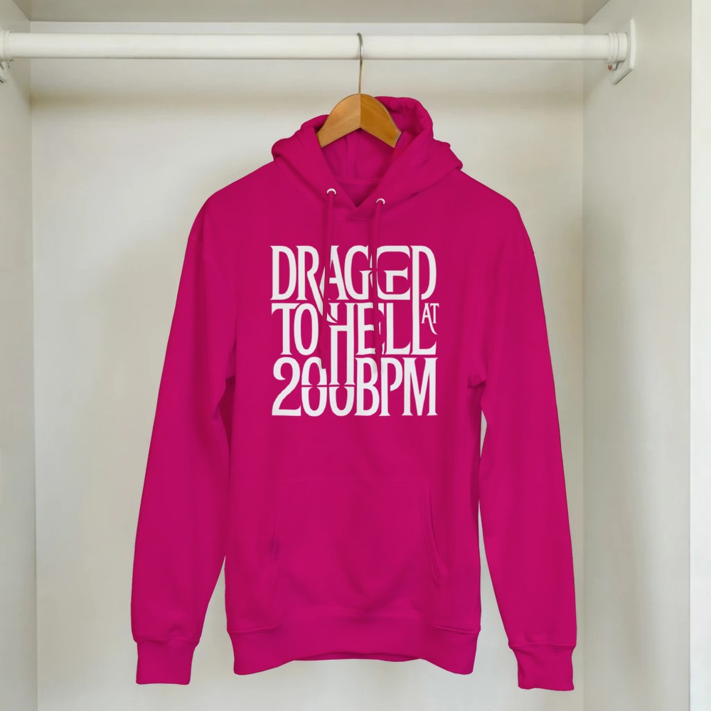 dragged to hell at 200bpm - Unisex rave hardcore hoodie - pink