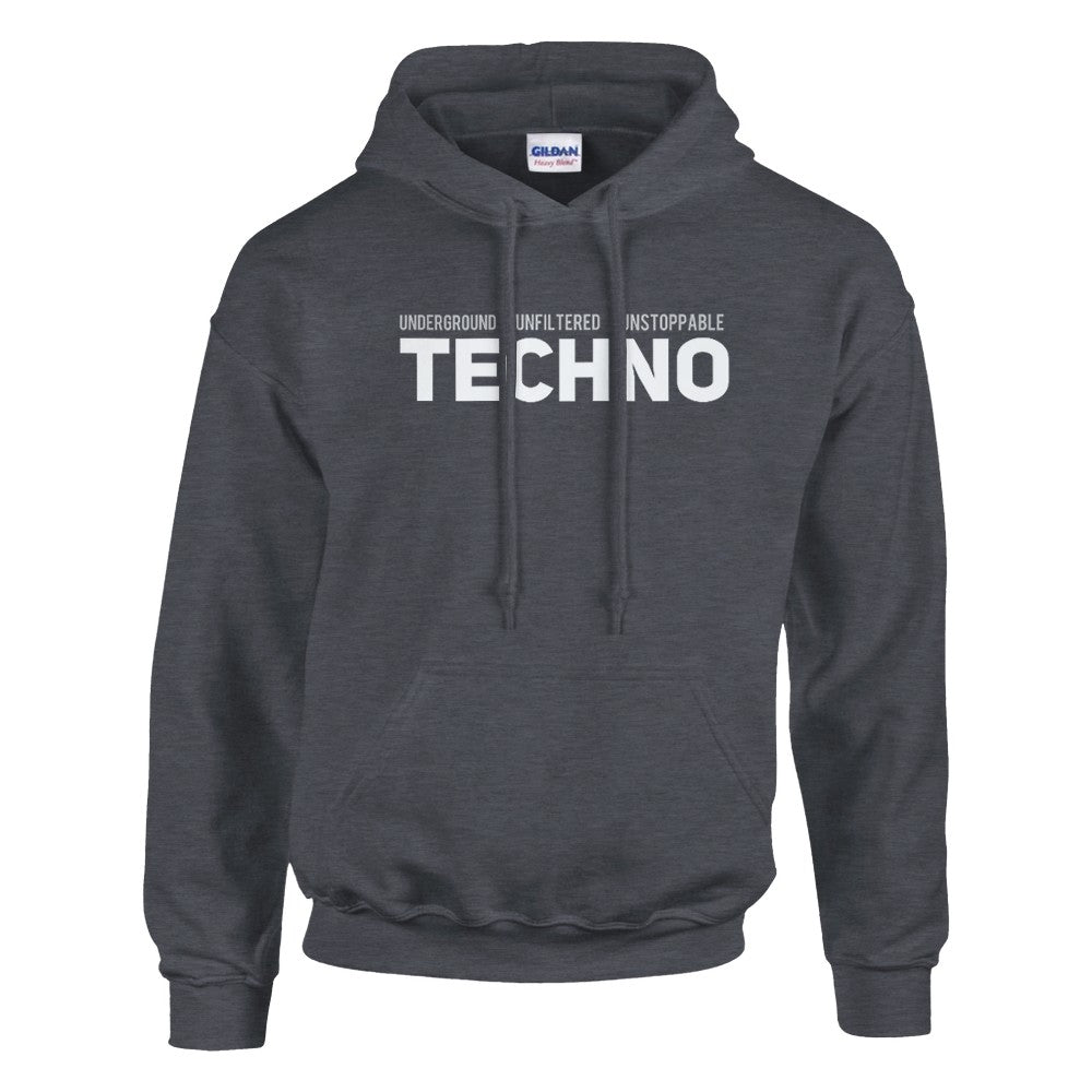 underground unfiltered unstoppable techno - unisex rave hoodie - charcoal