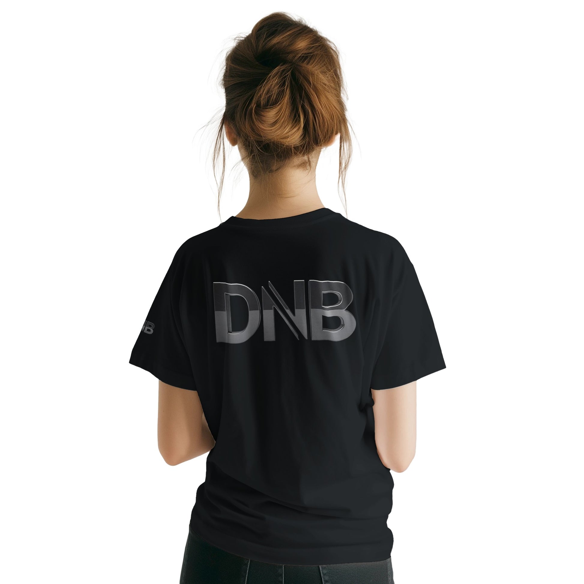 Unisex Black tshirt for Adults – Music Festival Streetwear Rave Clothing – Techno, EDM, DJ Shirt - drum and bass in silver print
