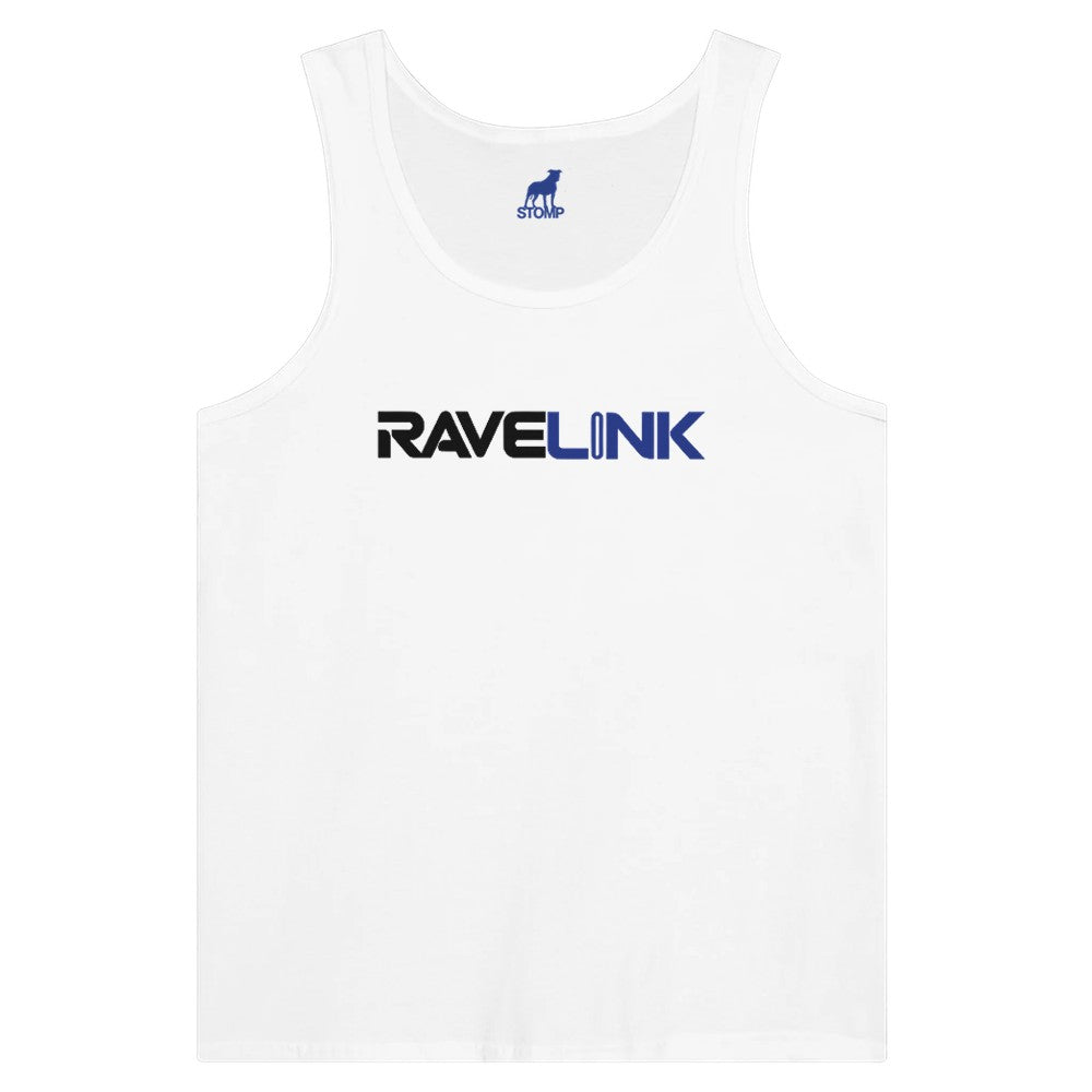 stomp ravewear - RaveLink Custom QR Code - Unisex tank top - white with blue QR code on the back