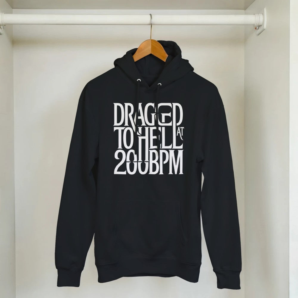 dragged to hell at 200bpm - Unisex rave hardcore hoodie - black