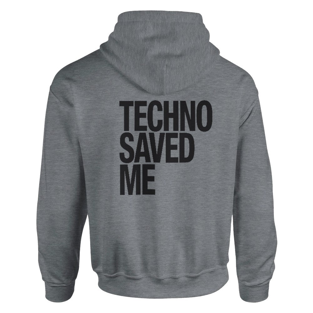TECHNO SAVED ME - UNISEX TECHNO RAVE HOODIE - GREY