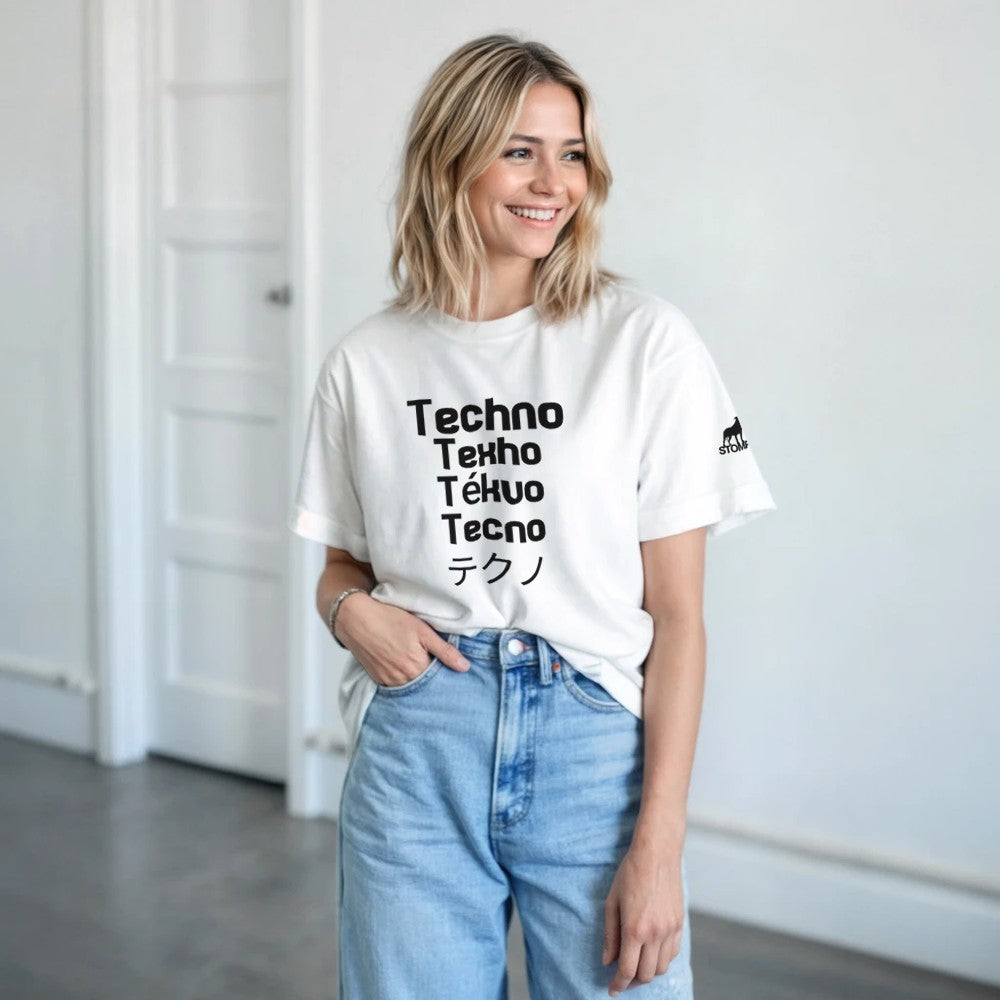Techno in all different languages - unisex t-shirt - white