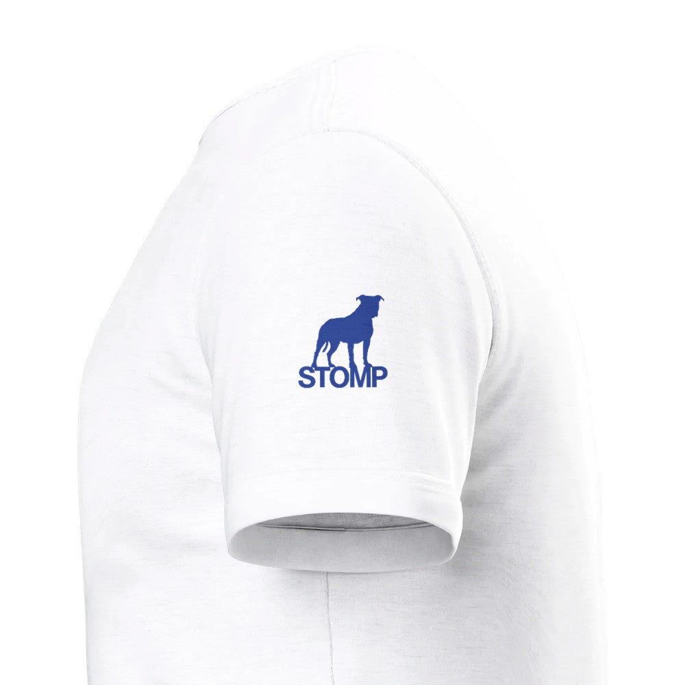 stomp ravewear - RaveLink Custom QR Code - Unisex t-shirt - white with blue QR code on the back