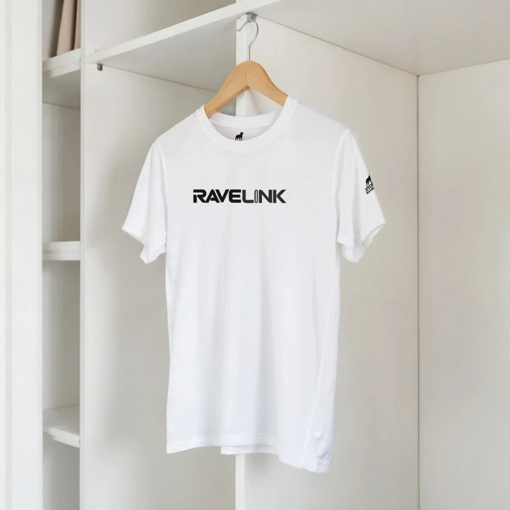 stomp ravewear - RaveLink Custom QR Code - Unisex t-shirt - white with black QR code on the back