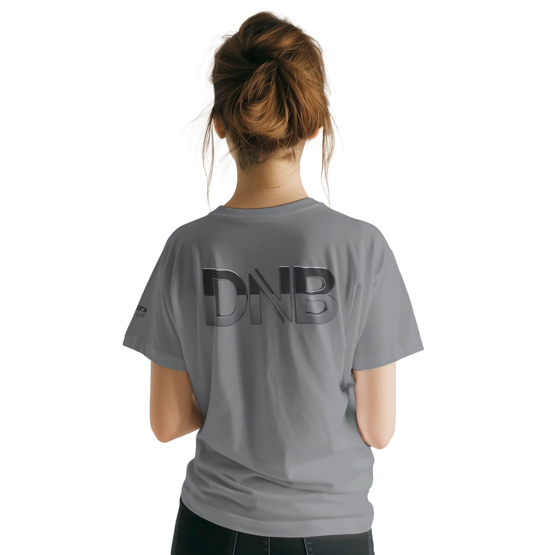 Unisex grey tshirt for Adults – Music Festival Streetwear Rave Clothing – Techno, EDM, DJ Shirt - drum and bass in silver print