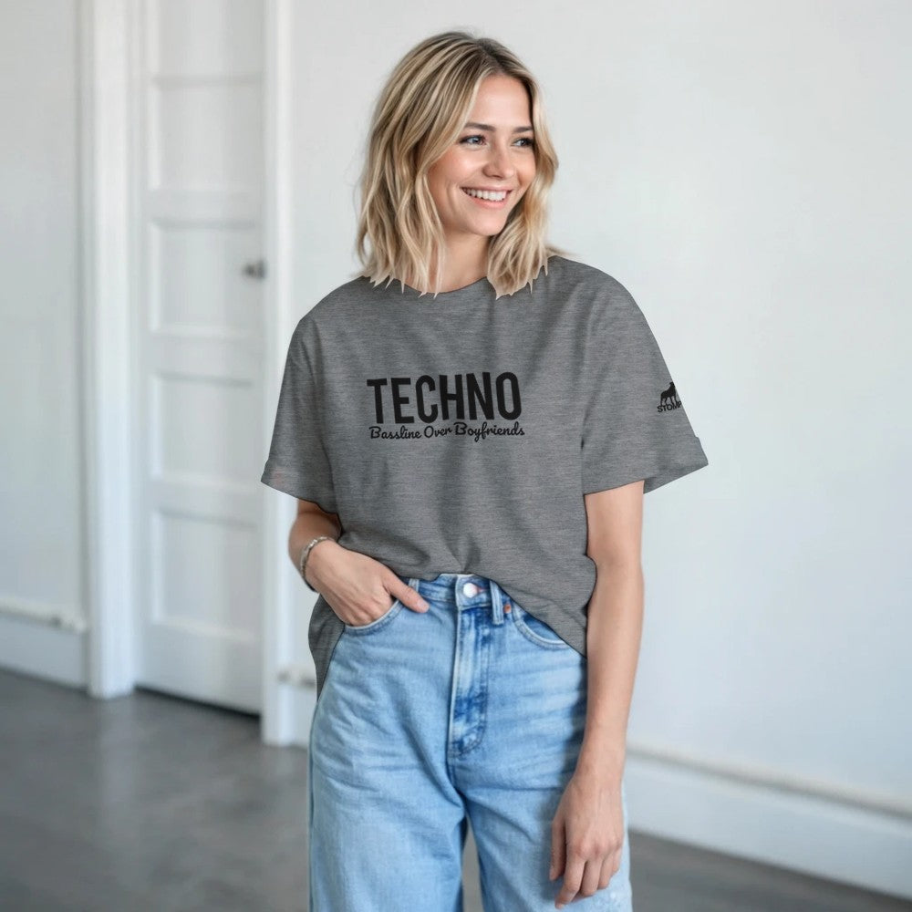 Stomp Techno over boyfriends techno rave tshirt - female - grey