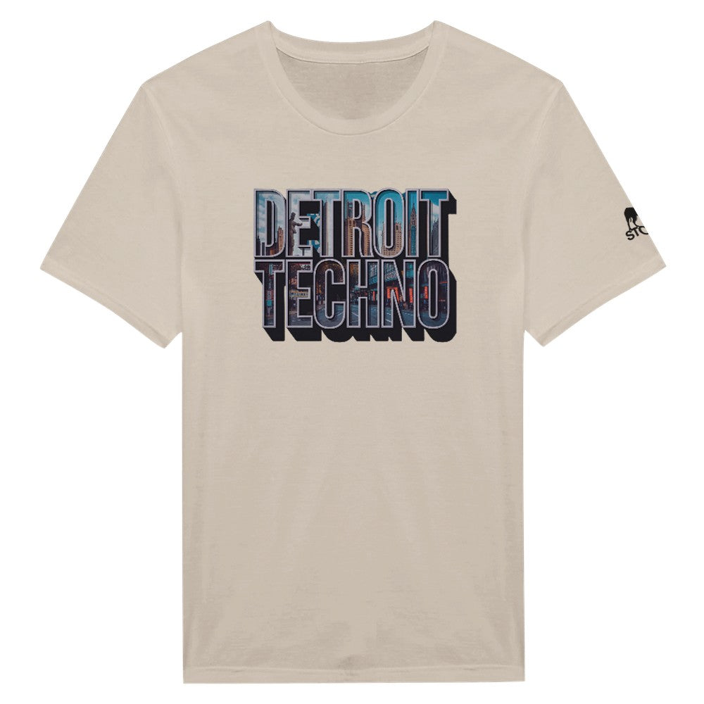 Unisex Beige tshirt for Adults – Music Festival Streetwear Rave Clothing – Techno, EDM, DJ Shirt - detroit techno print
