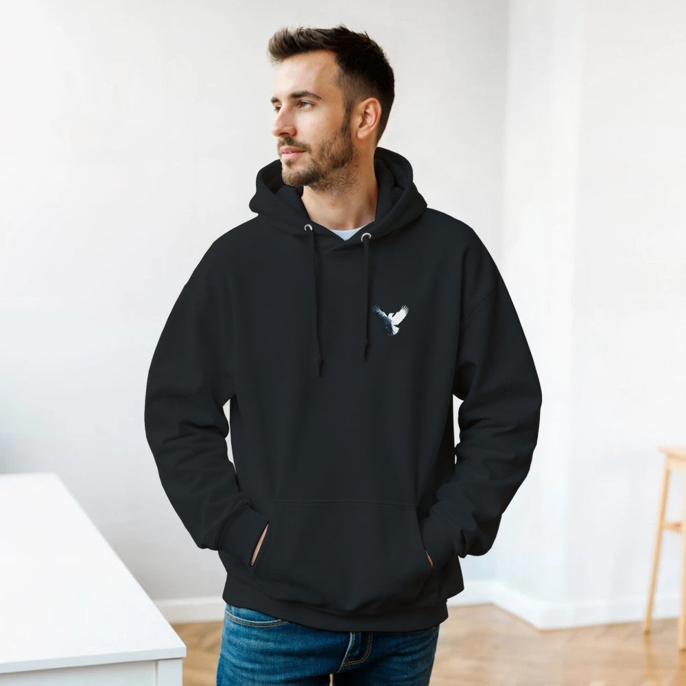 Unisex Black hoodie for Adults – Music Festival Streetwear Rave Clothing – Techno, EDM, DJ Shirt - Raven midnight music mayhem print on the back. Stomp brand