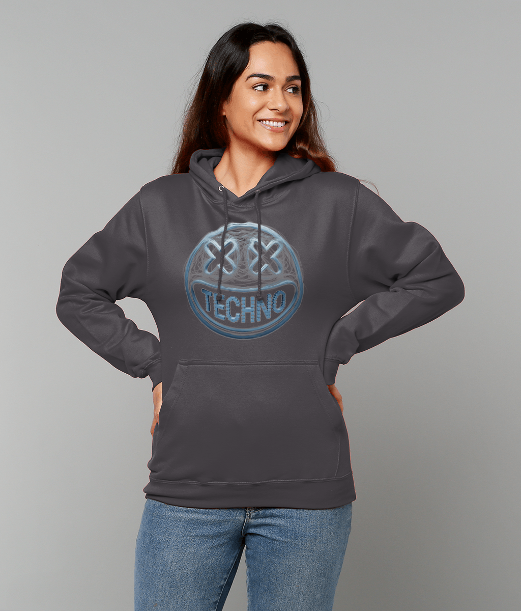 Techno smiley - Unisex hoodie - techno Saved me - dark grey